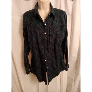 LL Bean Womens Scotch Plaid Flannel Shirt, Wrinkle Resist Sz M